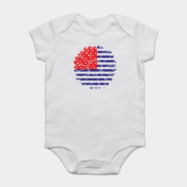 4th Of July Sunflower America USA Baby Bodysuit by Darksavage